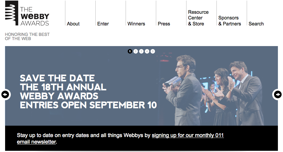 Webby Awards site screenshot
